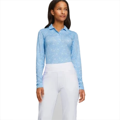 PUMA Golf Puma Womens You-V Island Flower Long Sleeve Polo -Clubs Shop 539037 02 mod01 65586.1679083150