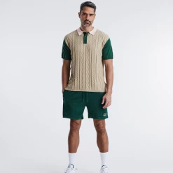 Havana Blocked Knit Polo Dark Beige