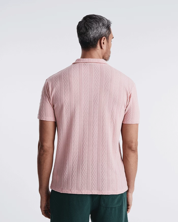 Tony Cable Knit Polo Rose - Image 3