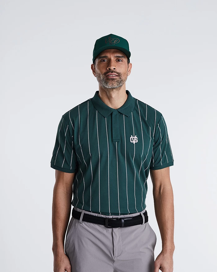 Pinstripe Polo Dark Green 3 Pinstripe Polo Dark Green - Image 2