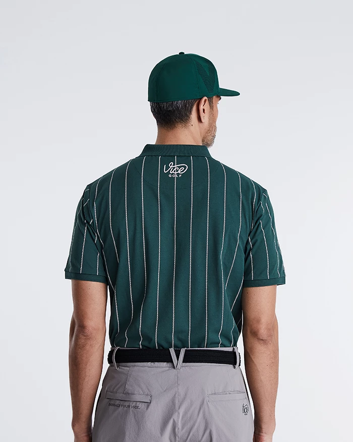 Pinstripe Polo Dark Green 4 Pinstripe Polo Dark Green - Image 3