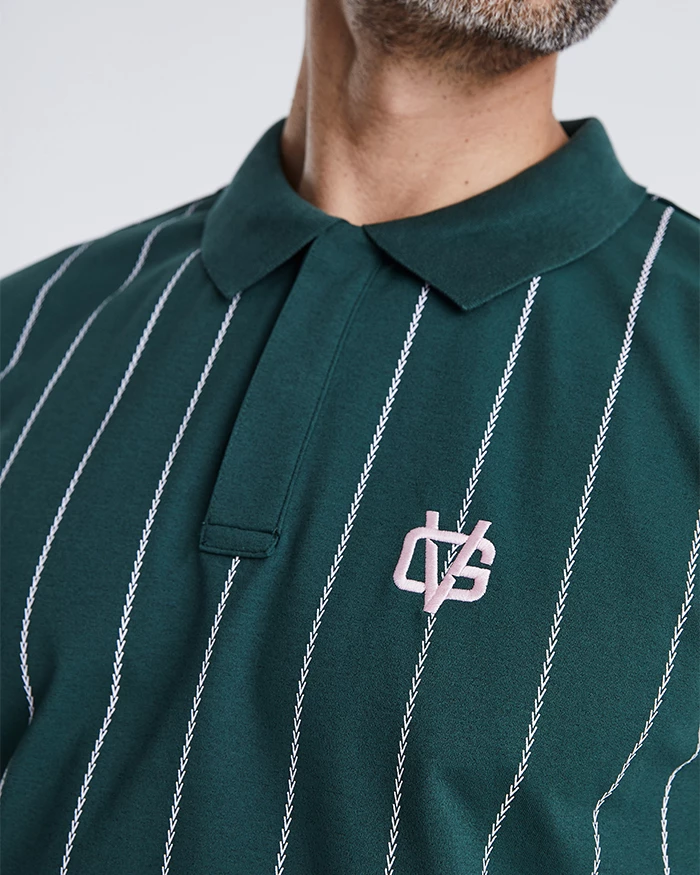 Pinstripe Polo Dark Green 5 Pinstripe Polo Dark Green - Image 4