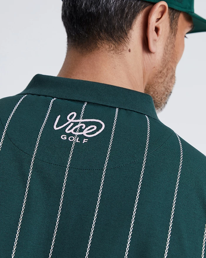 Pinstripe Polo Dark Green 6 Pinstripe Polo Dark Green - Image 5