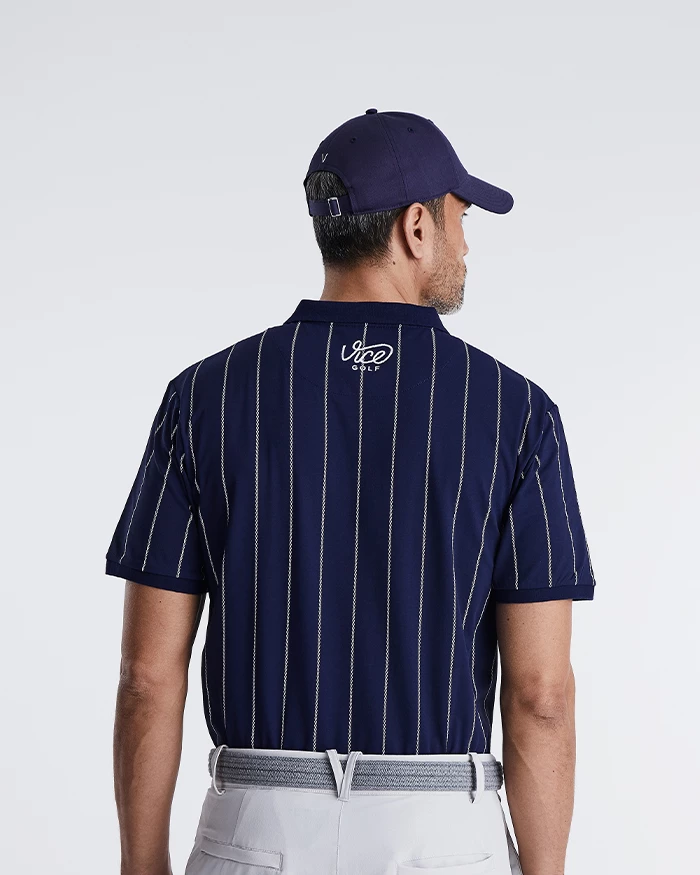 Pinstripe Polo Navy 4 Pinstripe Polo Navy - Image 2