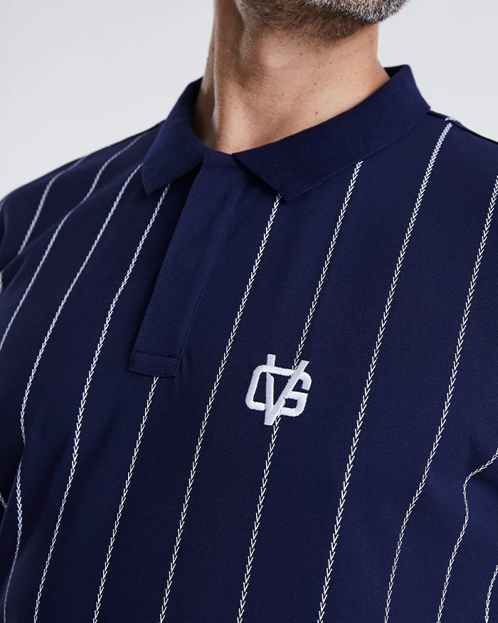Pinstripe Polo Navy 5 Pinstripe Polo Navy - Image 3