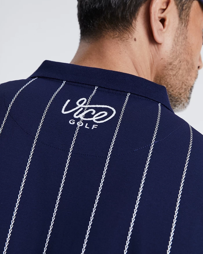 Pinstripe Polo Navy 6 Pinstripe Polo Navy - Image 4