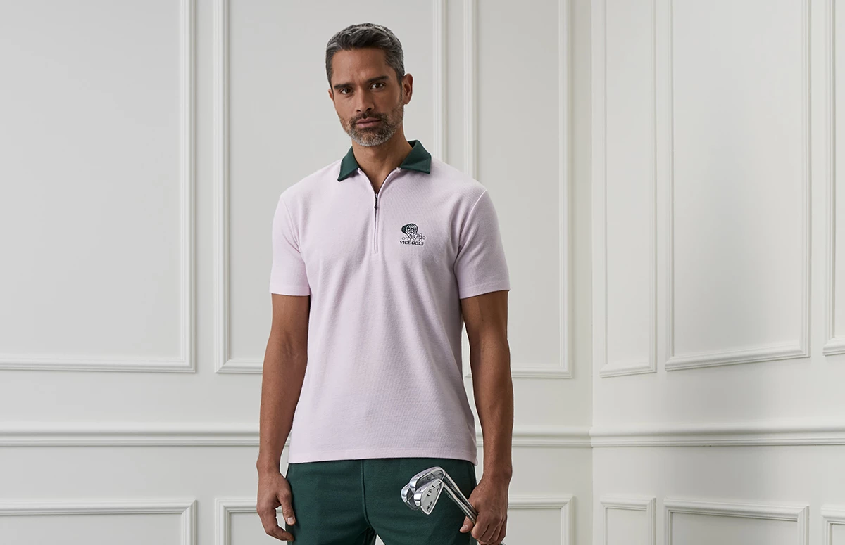 Talking Practice Half-Zip Waffle Polo Barely Pink 7 Talking Practice Half-Zip Waffle Polo Barely Pink - Image 5