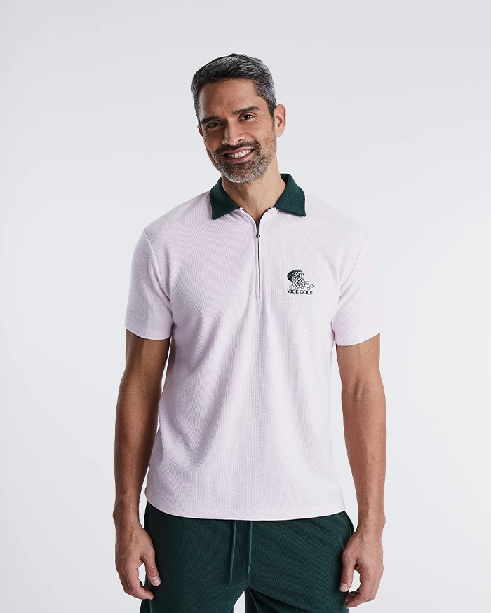 Talking Practice Half-Zip Waffle Polo Barely Pink 4 Talking Practice Half-Zip Waffle Polo Barely Pink - Image 2