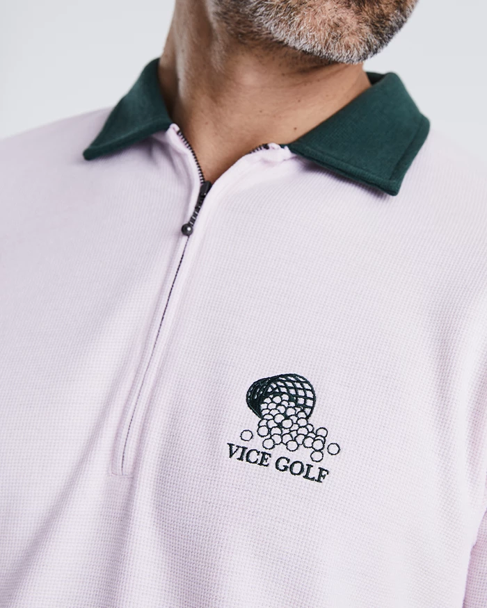 Talking Practice Half-Zip Waffle Polo Barely Pink 5 Talking Practice Half-Zip Waffle Polo Barely Pink - Image 3