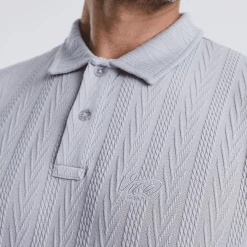 Tony Cable Knit Polo Ice Gray -Clubs Shop vicegolf liberty club tony cable knit polo ice gray slider03 desktop