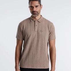 Tony Cable Knit Polo Taupe
